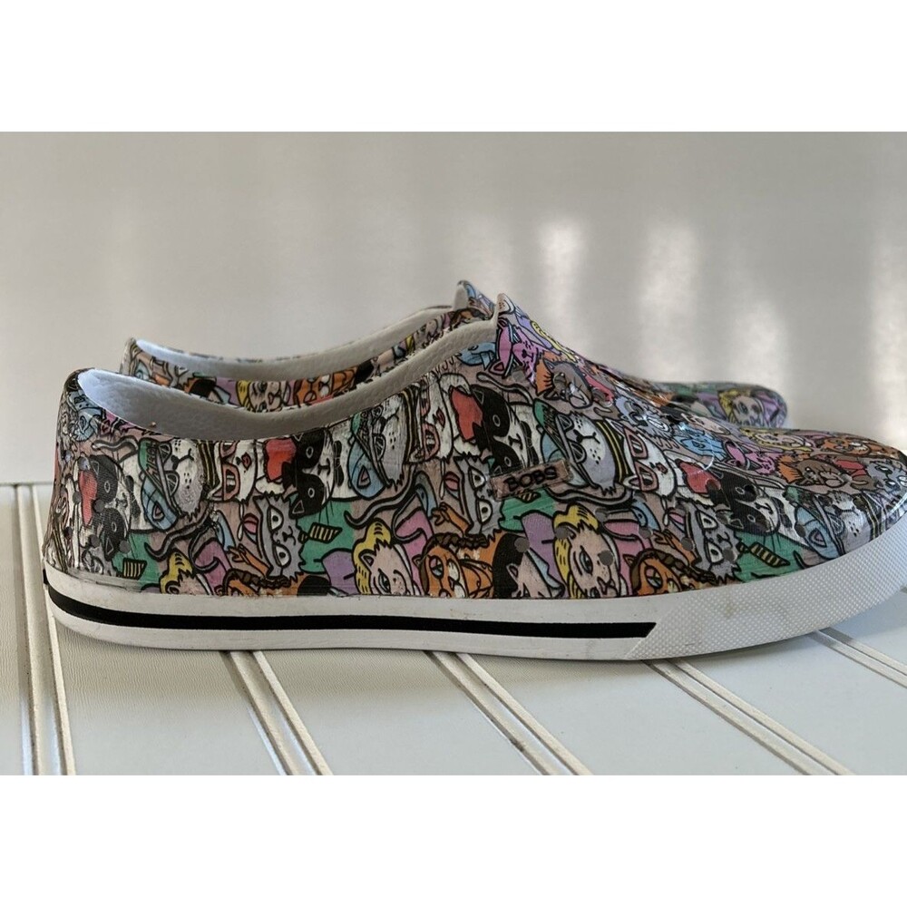 Skechers BOBS Aquamenace Cat Print Shoes Women Sz 9 Slip On EVA Foam Rubber Flat - Picture 2 of 13